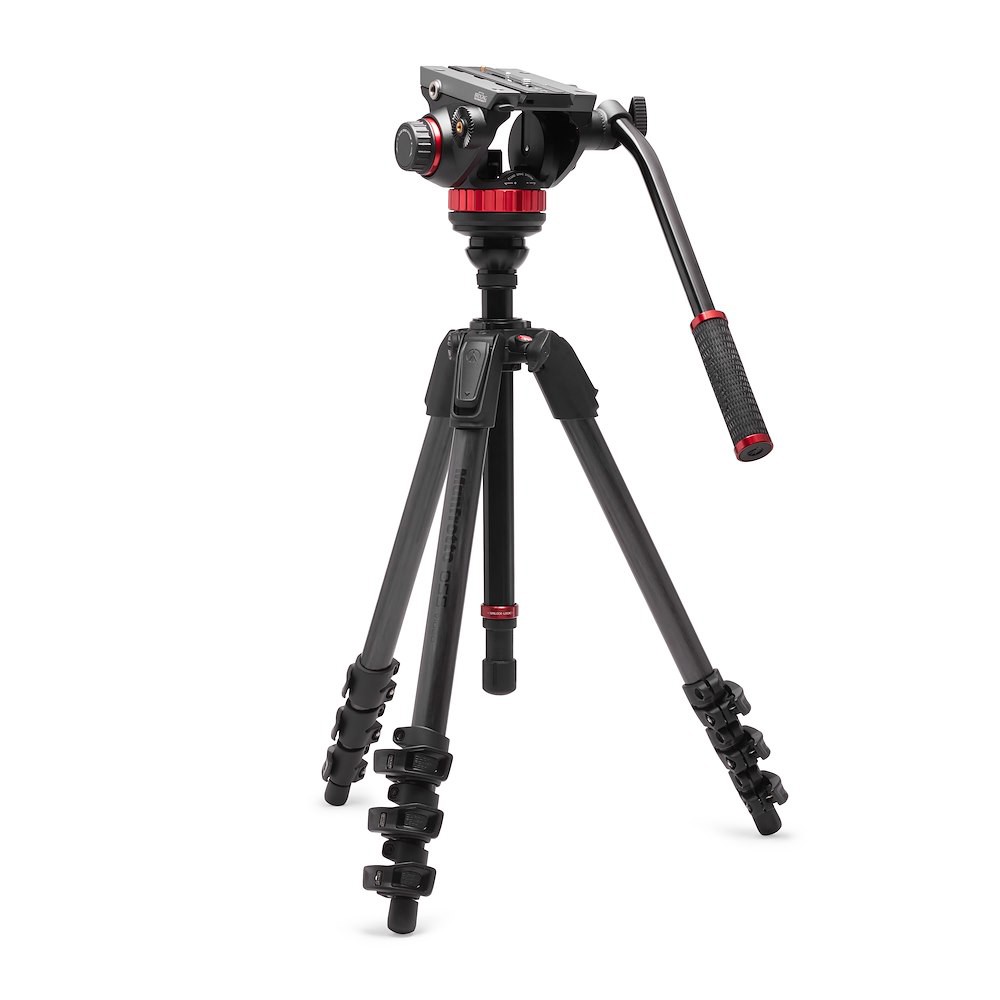 Manfrotto 502 Fluid Video Head Flat Base&055 Video Carbon Fibre Tripod (MVK502055CXPROV)