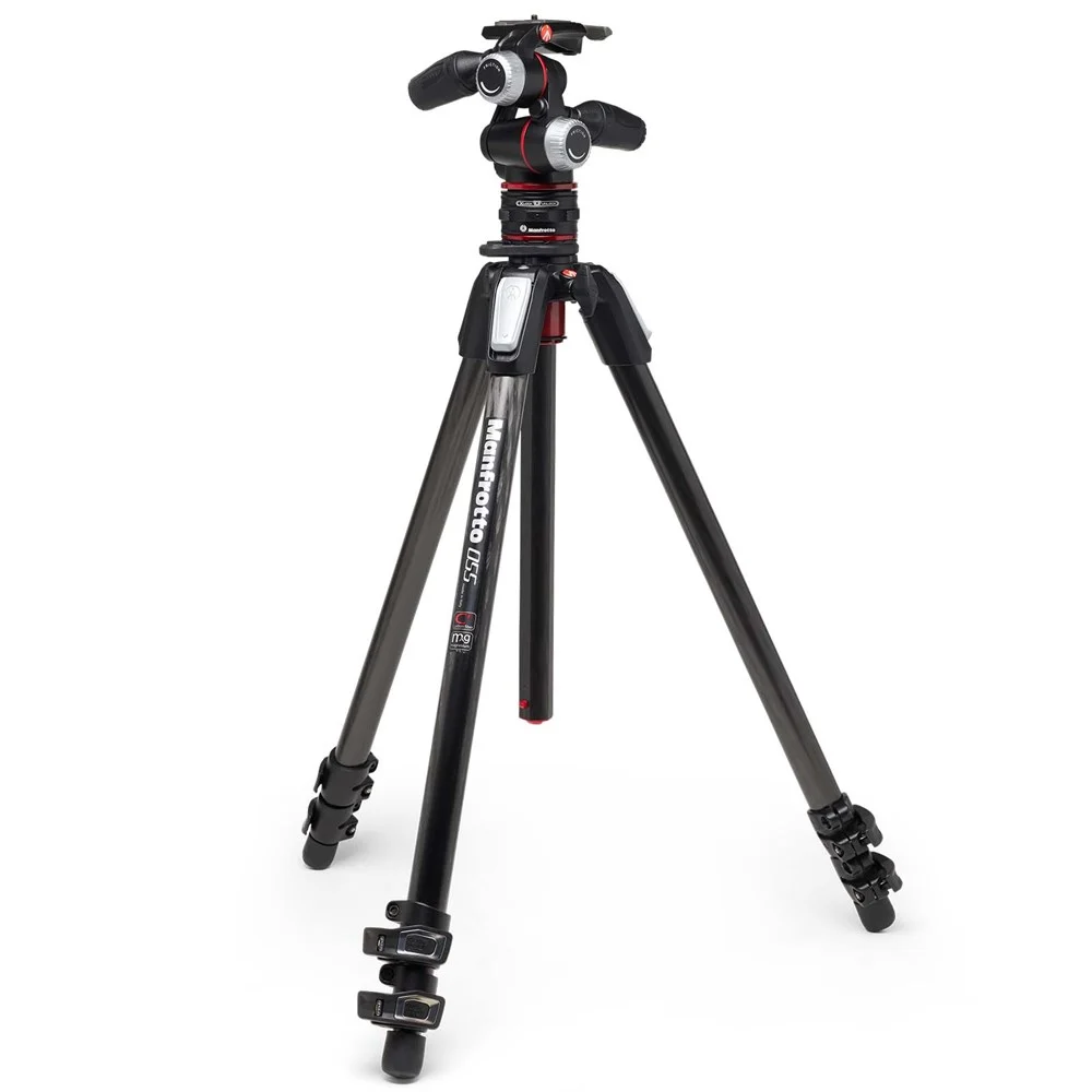 Manfrotto 055 Carbon Fiber 3-Section Tripod Kit with 3-Way Head (MK055CXPRO3-3W)