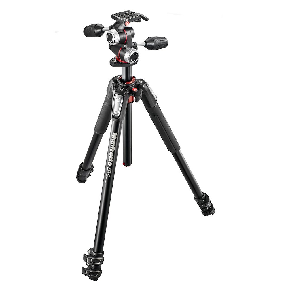Manfrotto 055 Aluminium 3-Section Tripod Kit with Geared Head (MK055XPRO3-3WG)