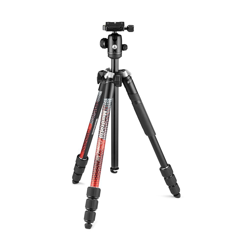 Manfrotto Element Traveller Aluminium Tripod Kit with Ball Head (MKELMII4RD-BH – Red)